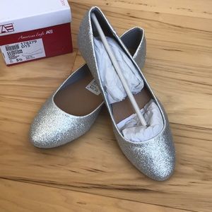 American Eagle silver sparkle glitter ballet flat